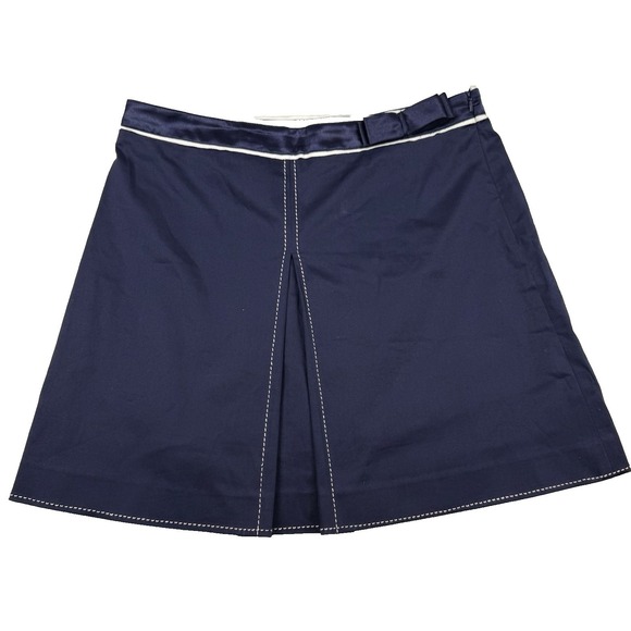 BOSTON PROPER Mini Skirt Size 8 A-Line Pleated Bow Nautical Coastal Preppy - Picture 1 of 5